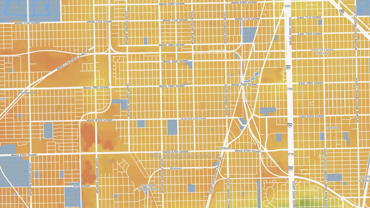 Transit Grade map of Auburn Gresham, Chicago, IL