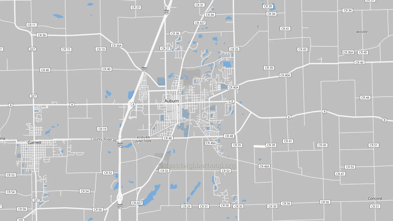 Transit Grade map of Auburn, IN