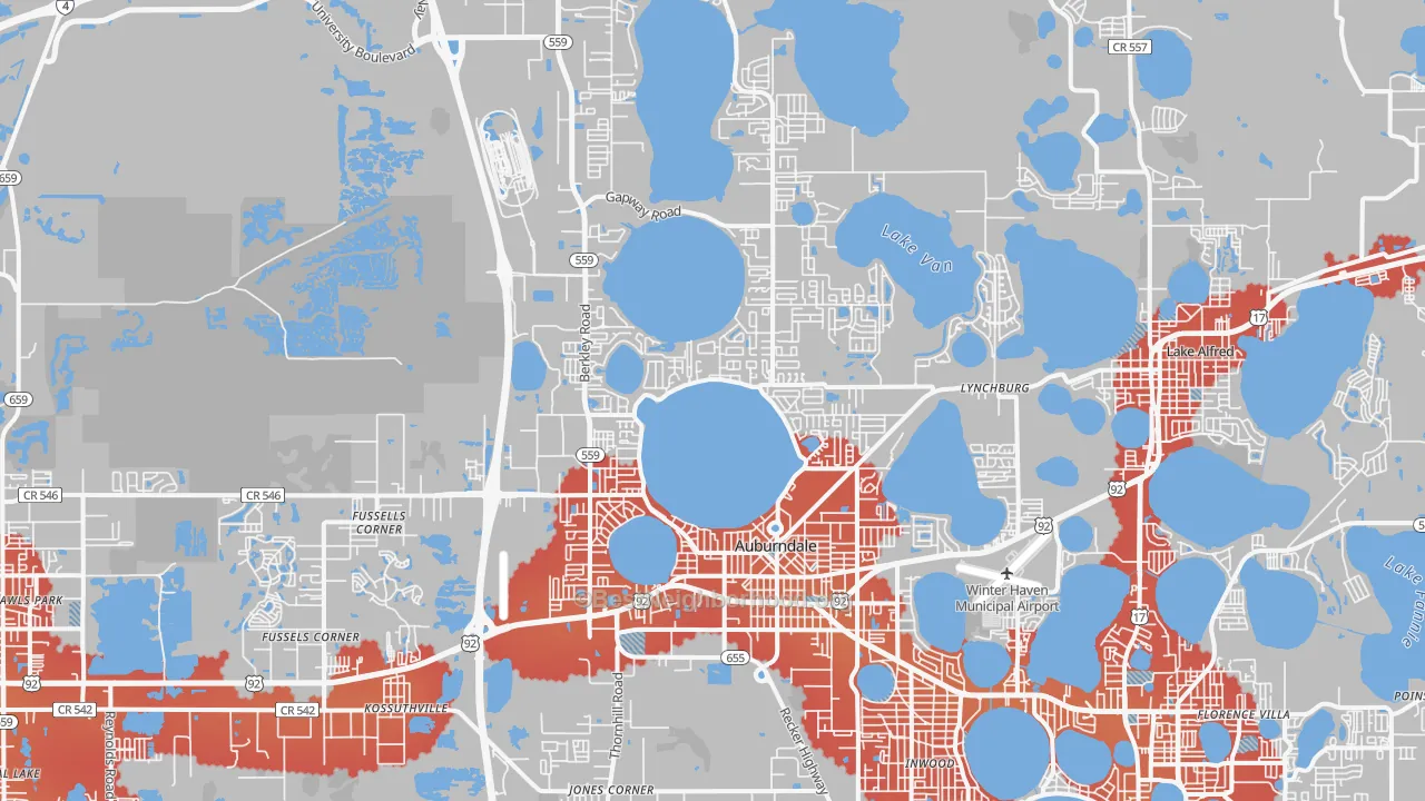 Transit Grade map of Auburndale, FL