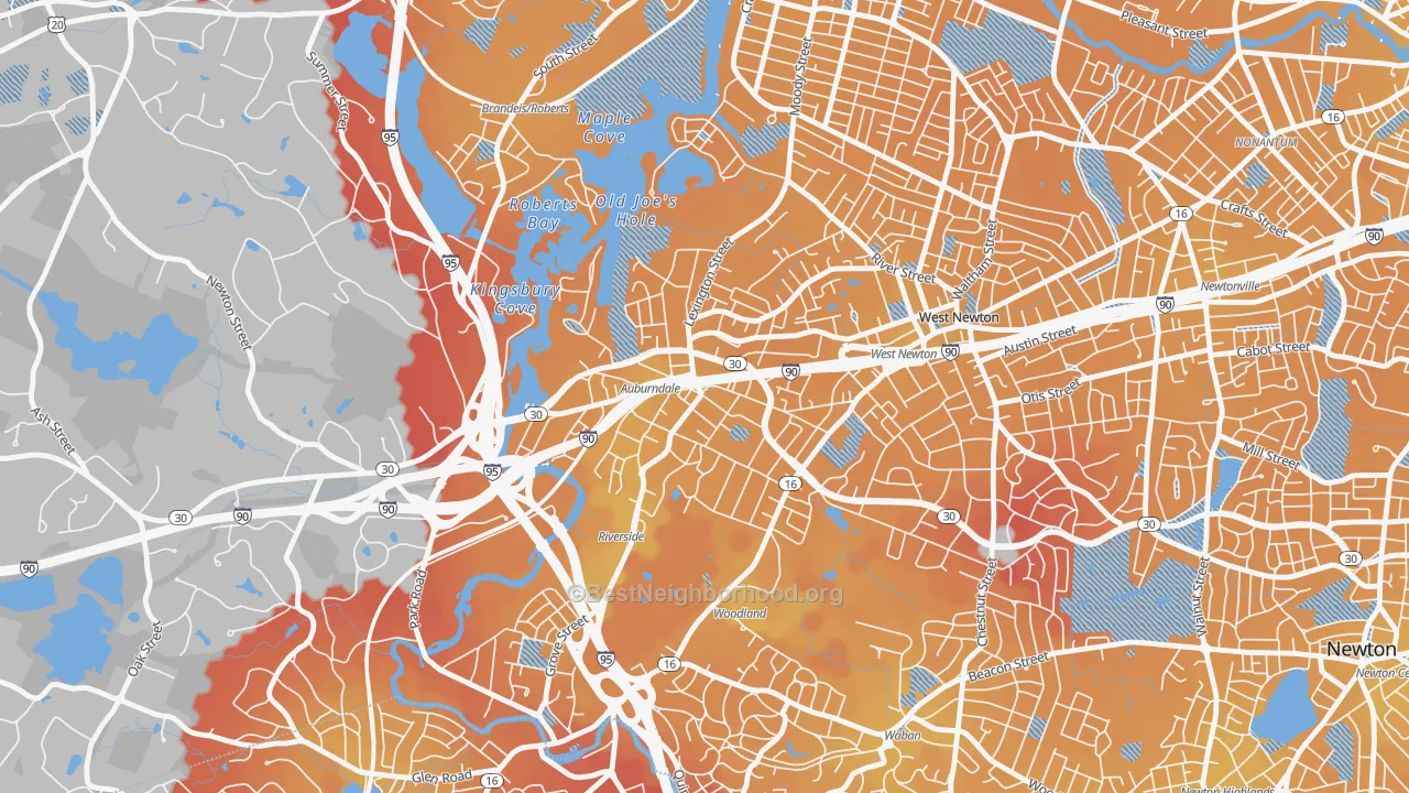 Transit Grade map of Auburndale, MA