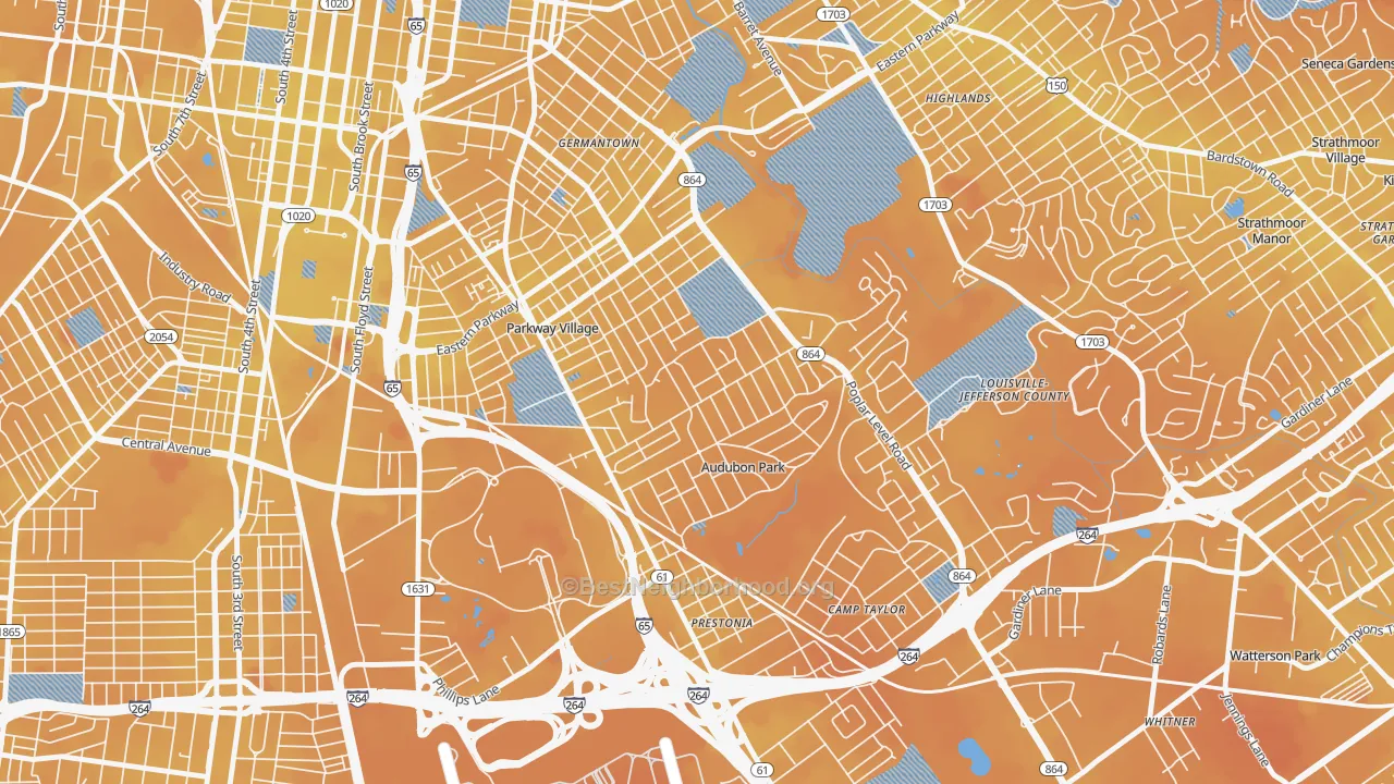 Transit Grade map of Audubon, Louisville, KY