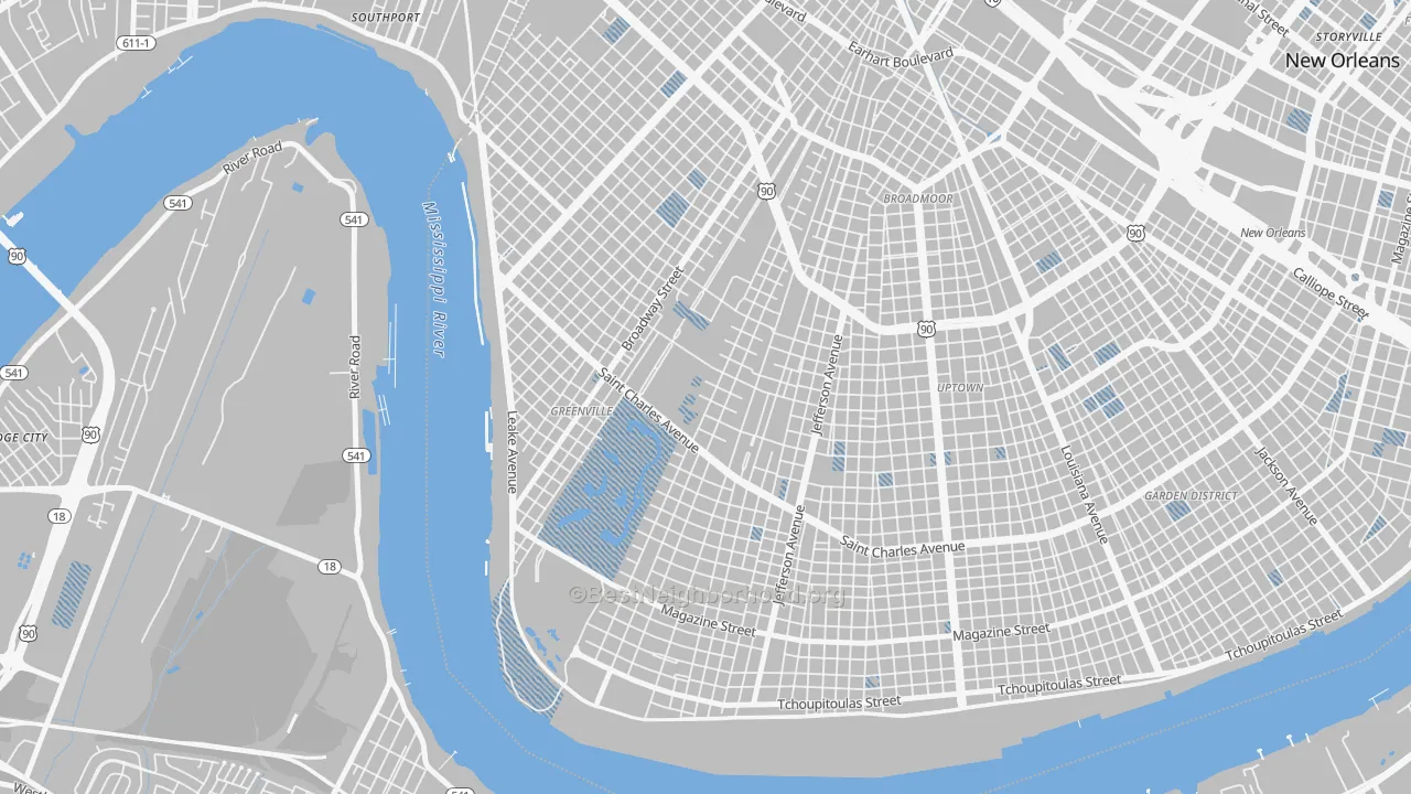 Transit Grade map of Audubon, New Orleans, LA
