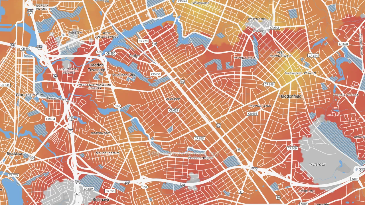 Transit Grade map of Audubon, NJ