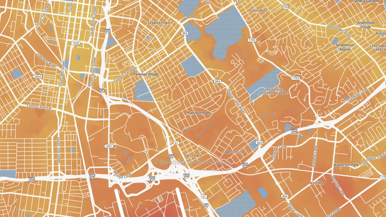 Transit Grade map of Audubon Park, KY