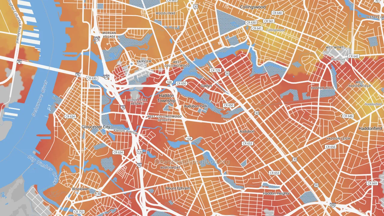 Transit Grade map of Audubon Park, NJ
