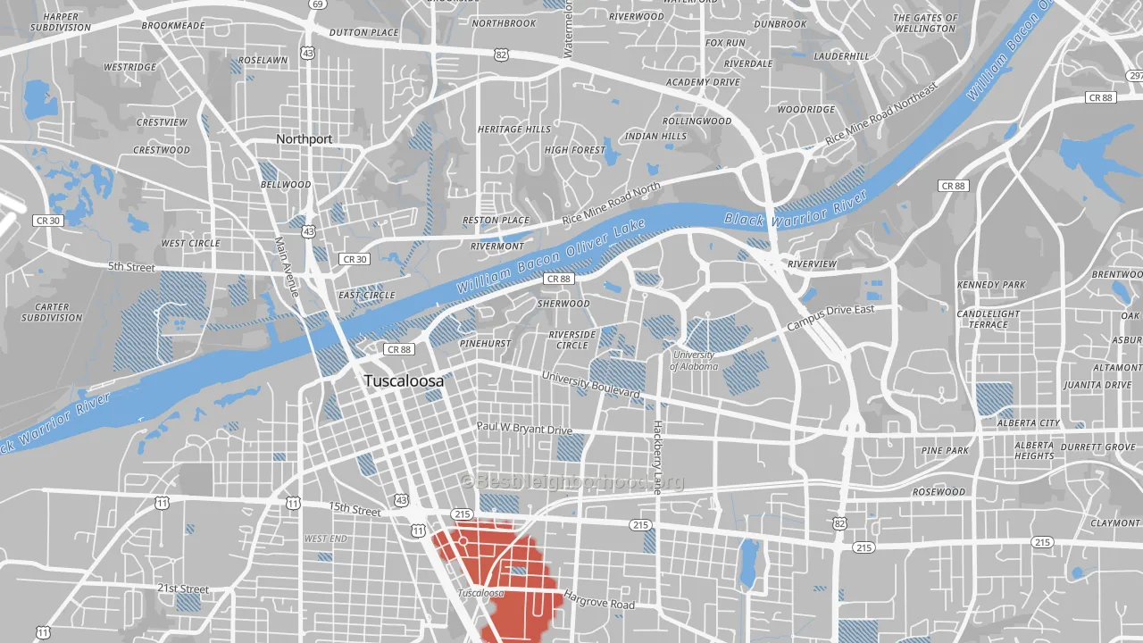 Transit Grade map of Audubon Place, Tuscaloosa, AL