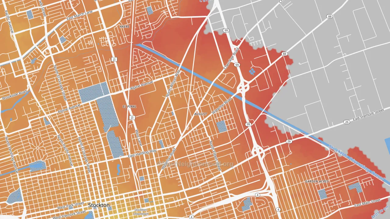Transit Grade map of August, CA