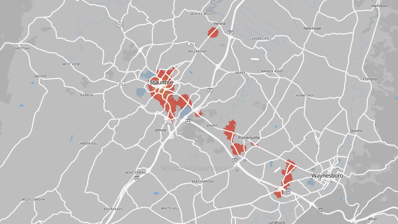 Transit Grade map of Augusta County, VA