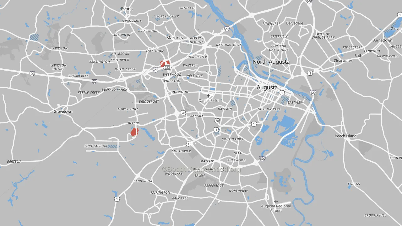 Transit Grade map of Augusta, GA