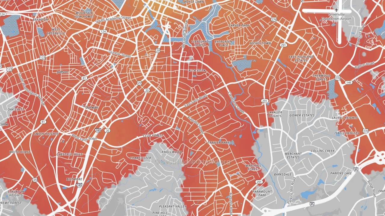Transit Grade map of Augusta Street Area, Greenville, SC