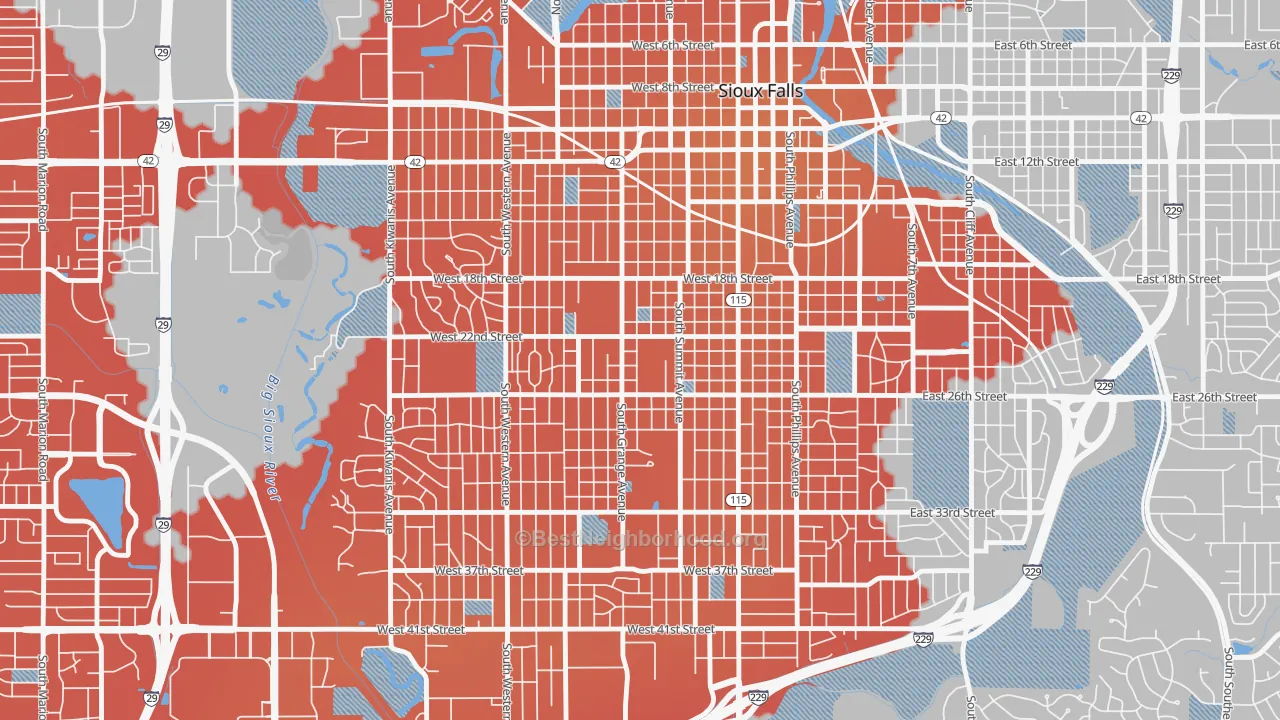 Transit Grade map of Augustana, Sioux Falls, SD