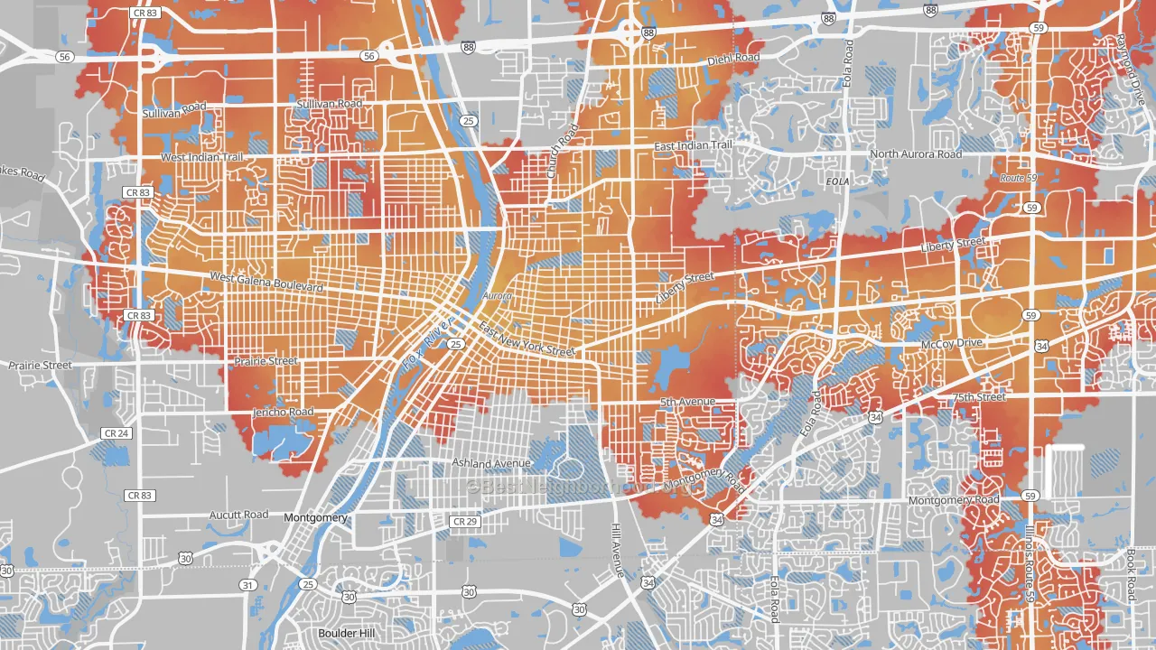 Transit Grade map of Aurora, IL