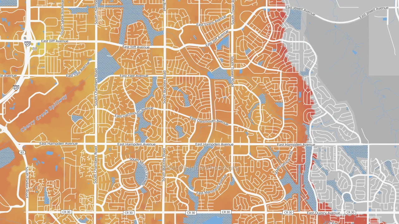 Transit Grade map of Aurora Knolls-Hutchinson Heights, Aurora, CO