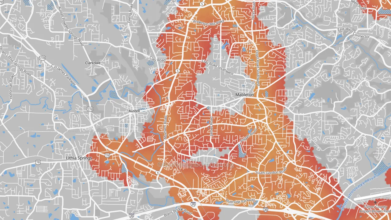 Transit Grade map of Austell, GA