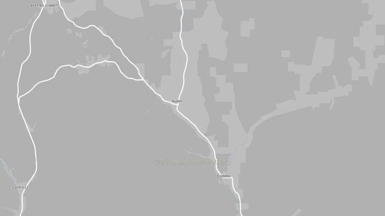 Transit Grade map of Austin, PA