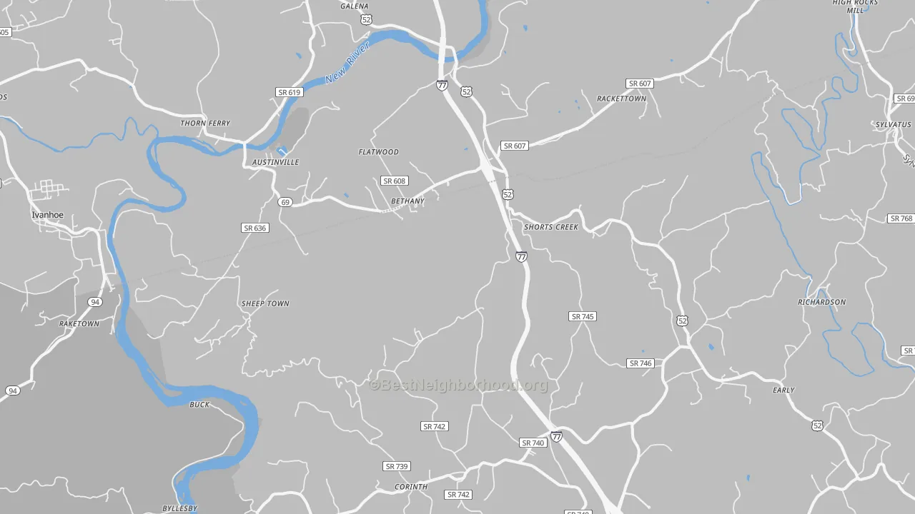 Transit Grade map of Austinville, VA