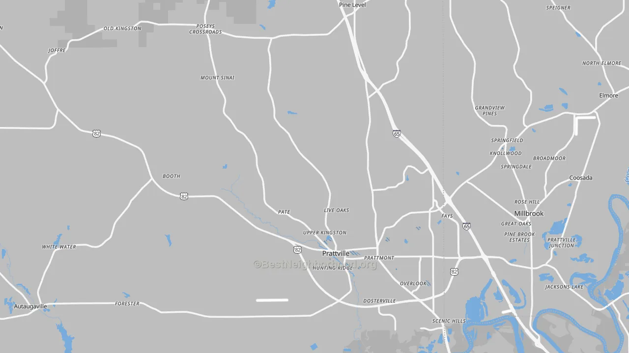 Transit Grade map of Autauga County, AL