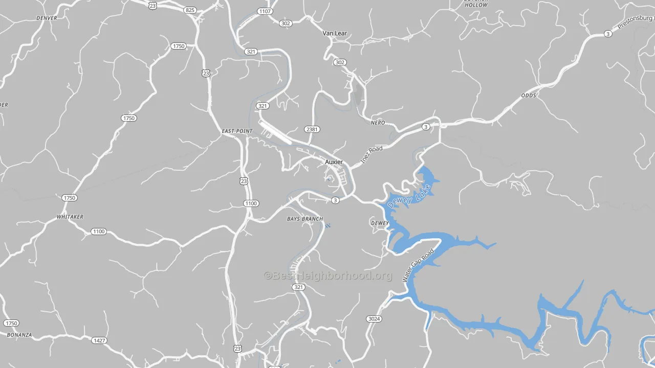 Transit Grade map of Auxier, KY