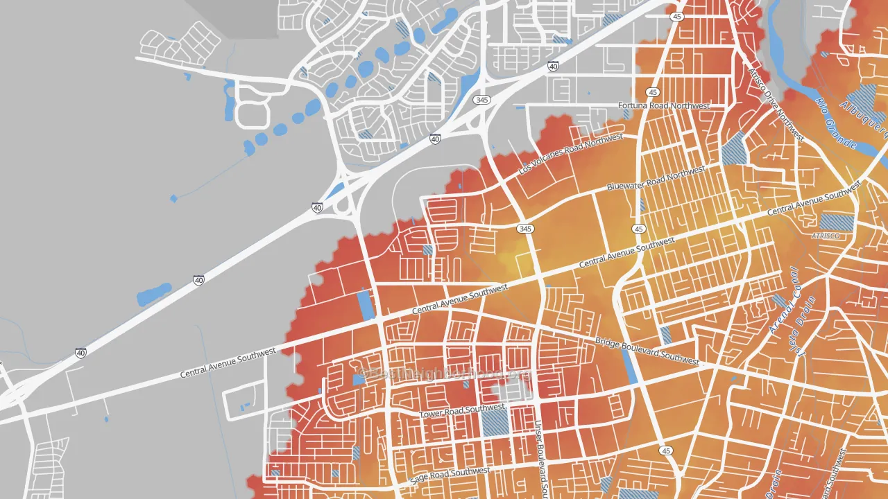 Transit Grade map of Avalon, Albuquerque, NM
