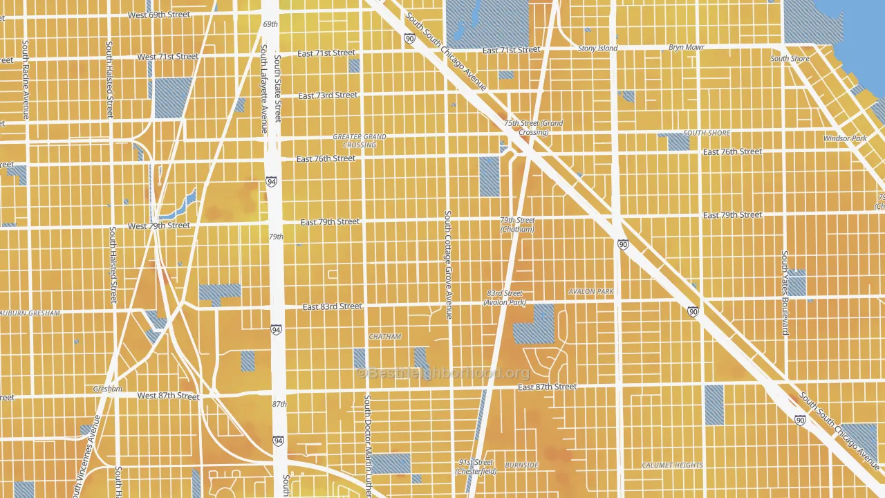 Transit Grade map of Avalon Highlands, Chicago, IL