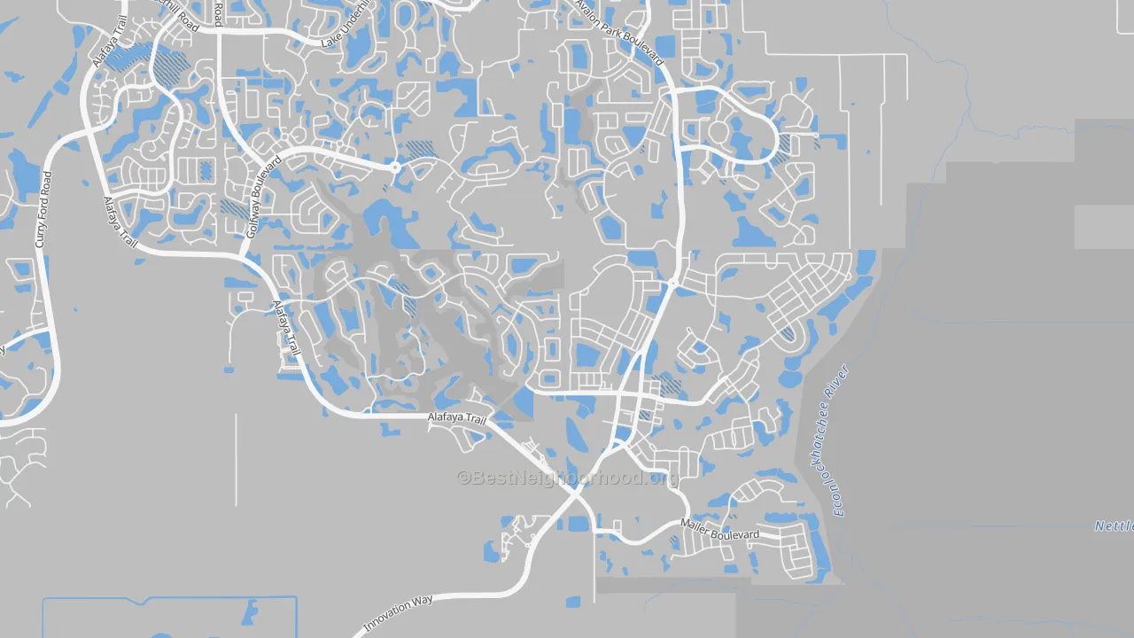 Transit Grade map of Avalon Park Northwest Village, Alafaya, FL
