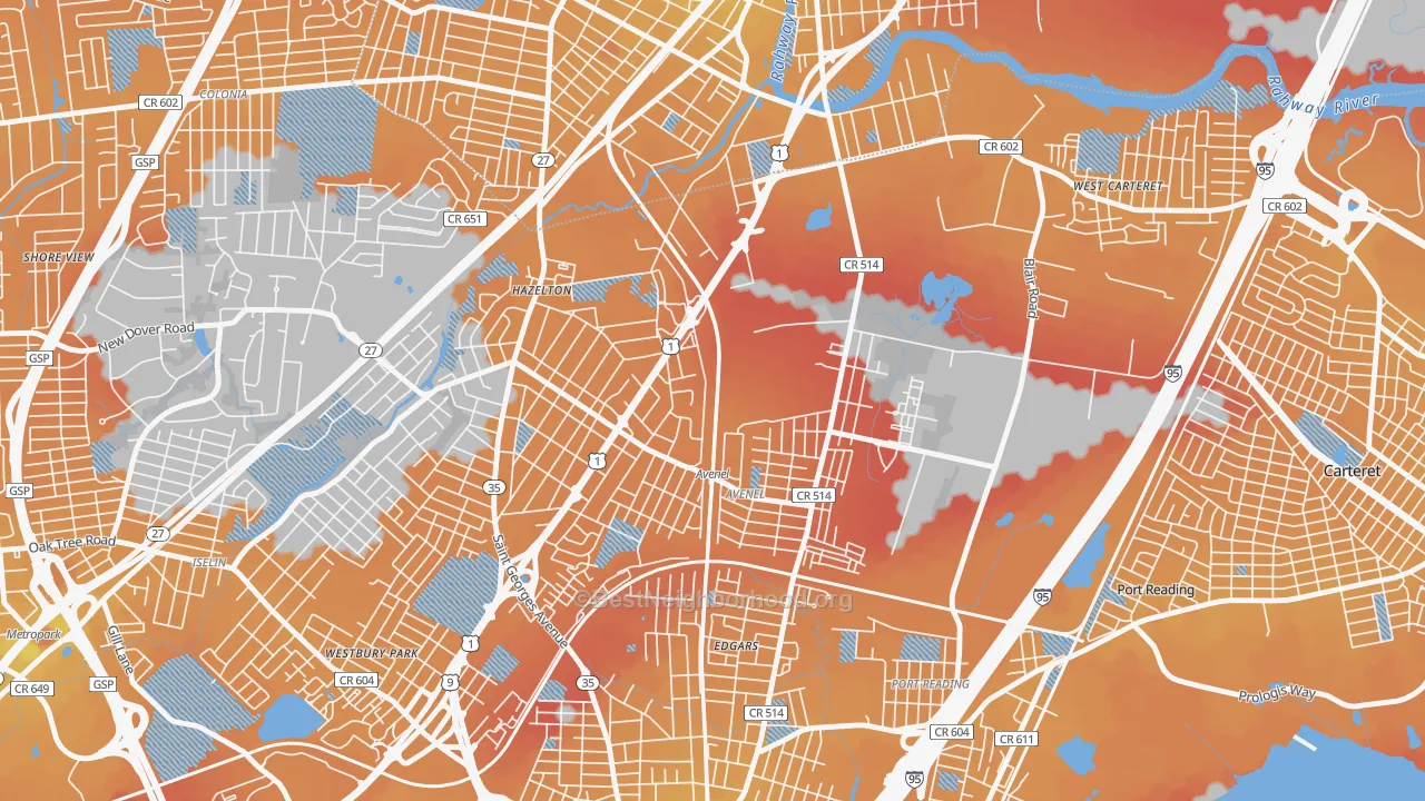 Transit Grade map of Avenel, NJ