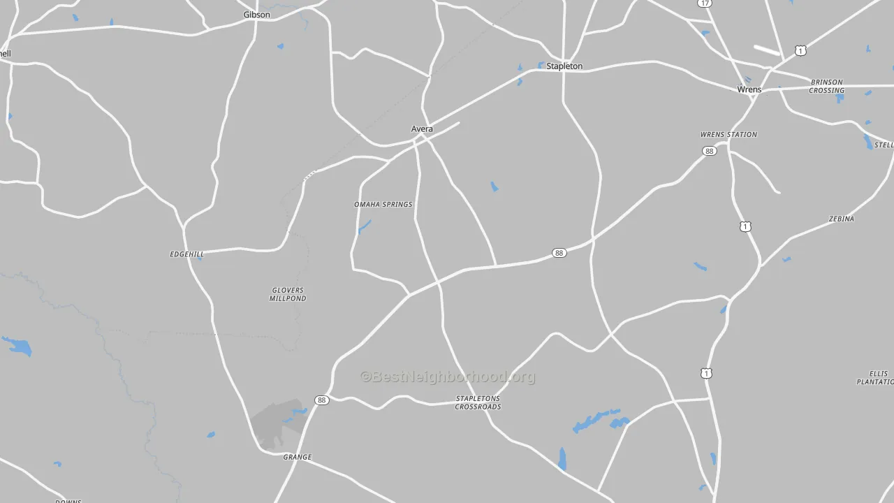 Transit Grade map of Avera, GA