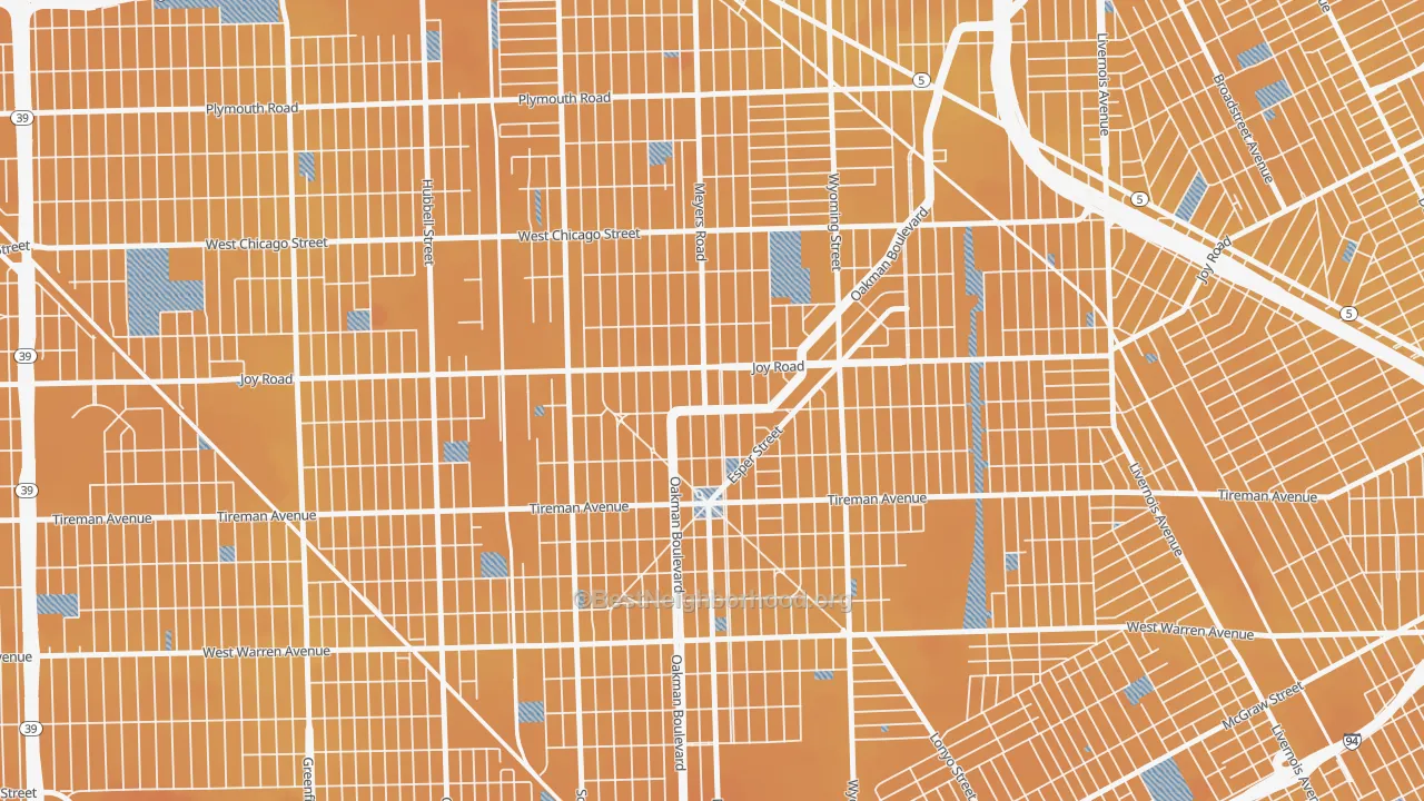 Transit Grade map of Aviation, Detroit, MI