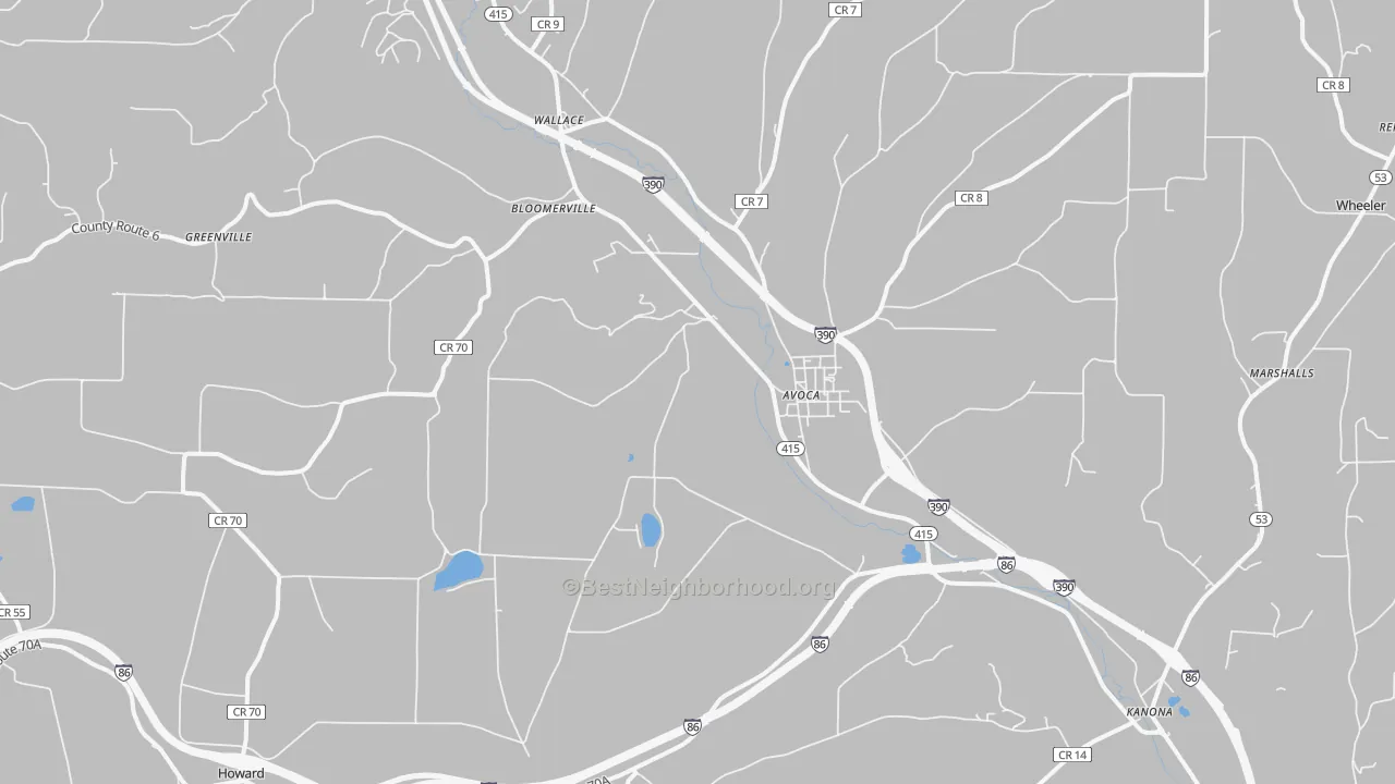 Transit Grade map of Avoca, NY
