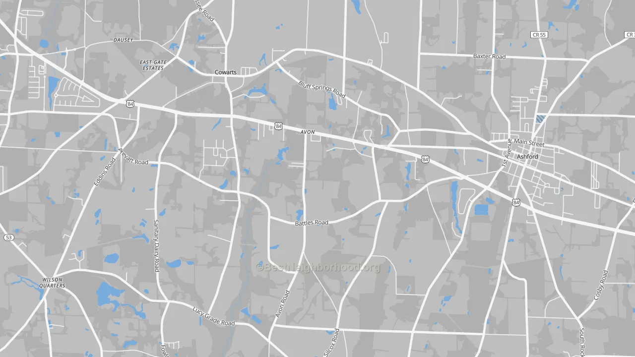 Transit Grade map of Avon, AL
