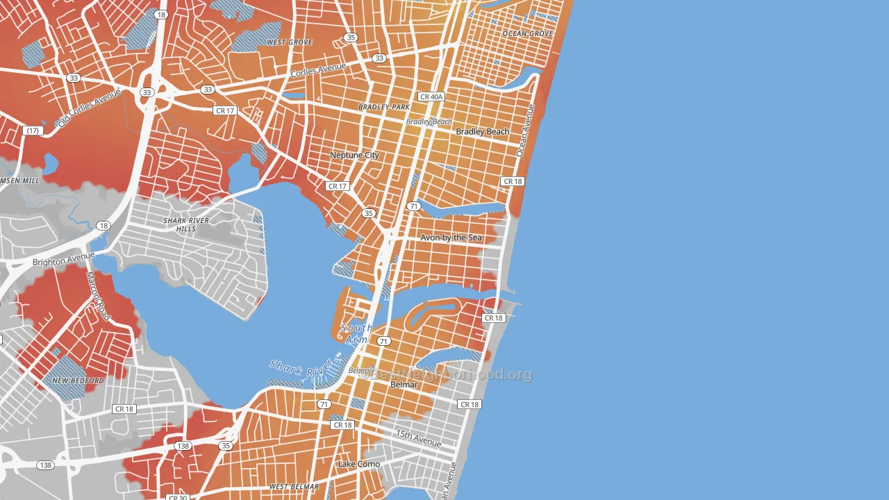 Transit Grade map of Avon-by-the-Sea, NJ