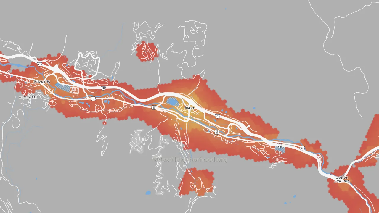 Transit Grade map of Avon, CO