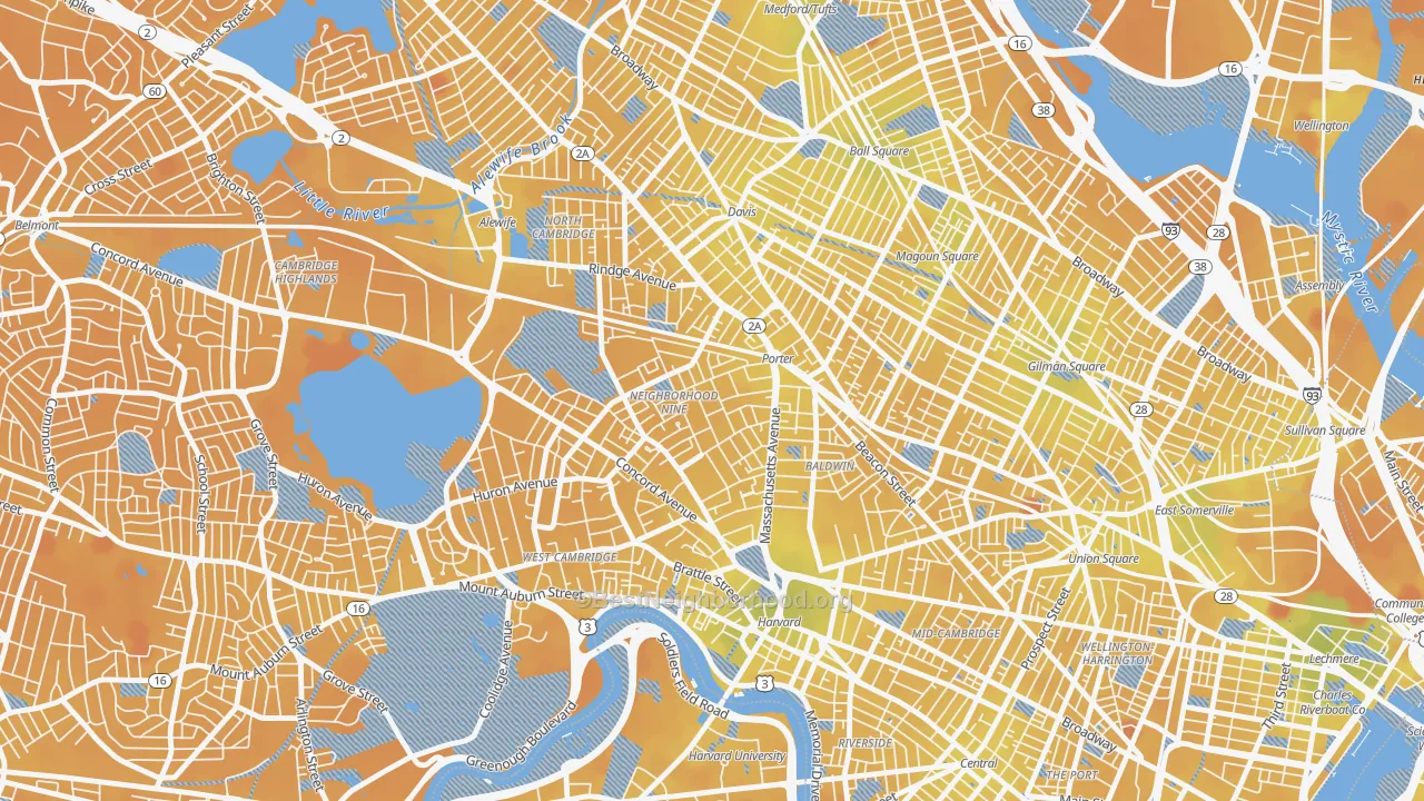 Transit Grade map of Avon Hill, Cambridge, MA