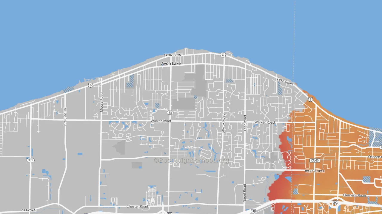 Transit Grade map of Avon Lake, OH