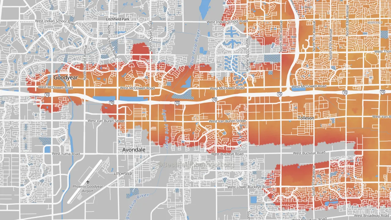 Transit Grade map of Avondale, AZ