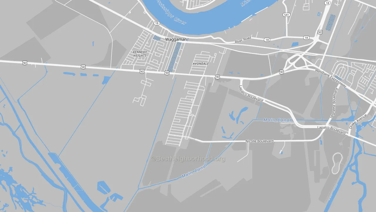Transit Grade map of Avondale, LA