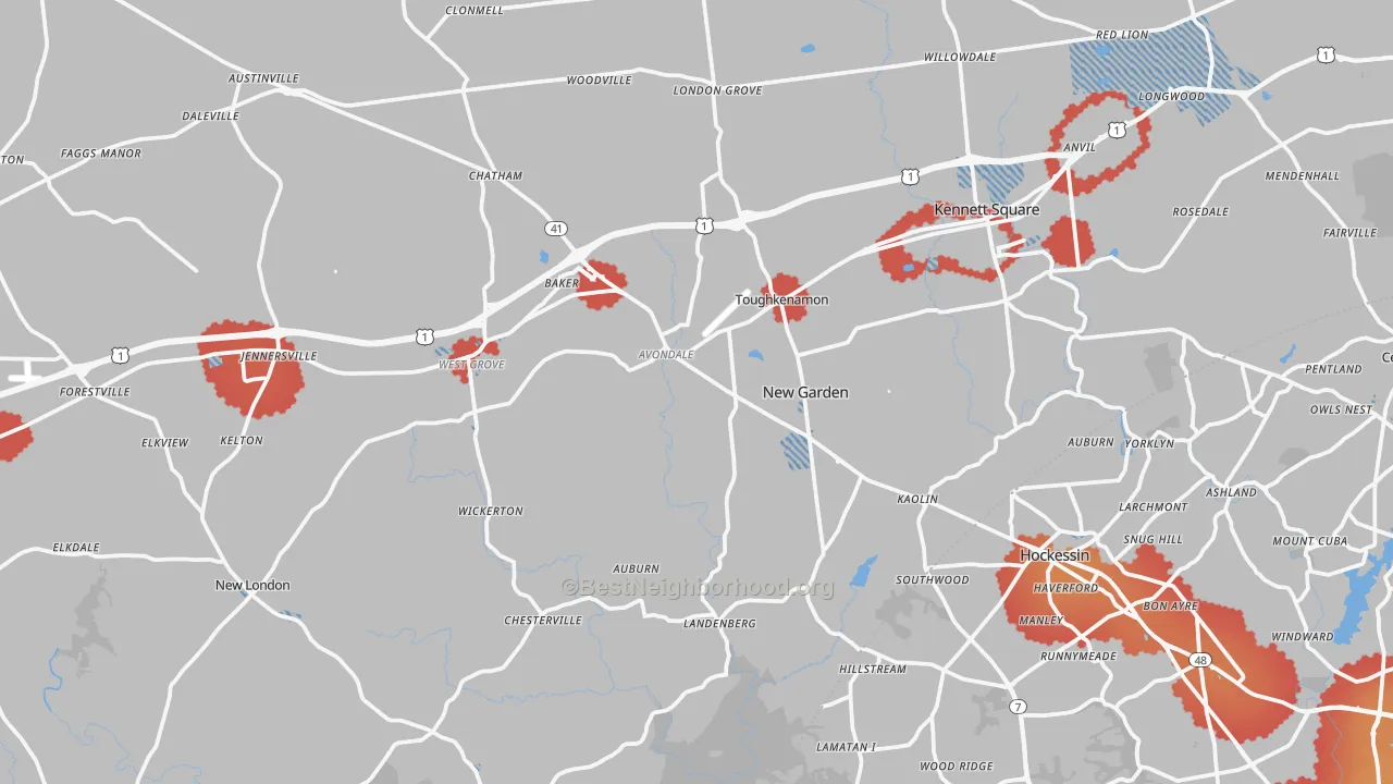 Transit Grade map of Avondale, PA