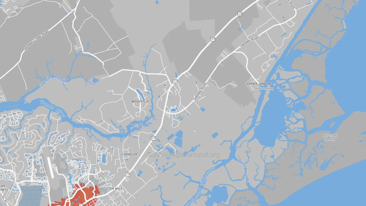 Transit Grade map of Awendaw, SC