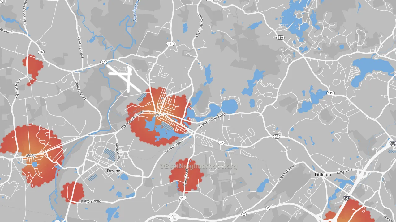 Transit Grade map of Ayer, MA