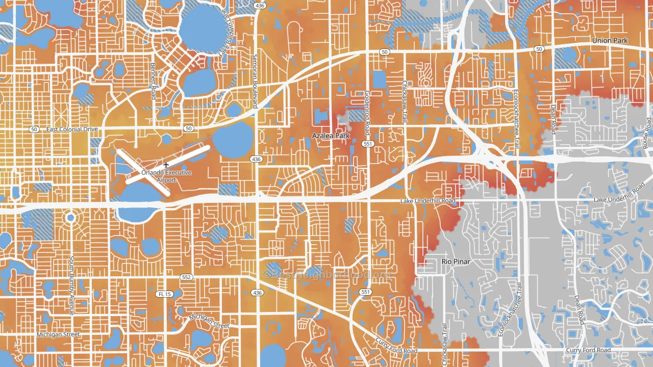 Transit Grade map of Azalea Park, FL