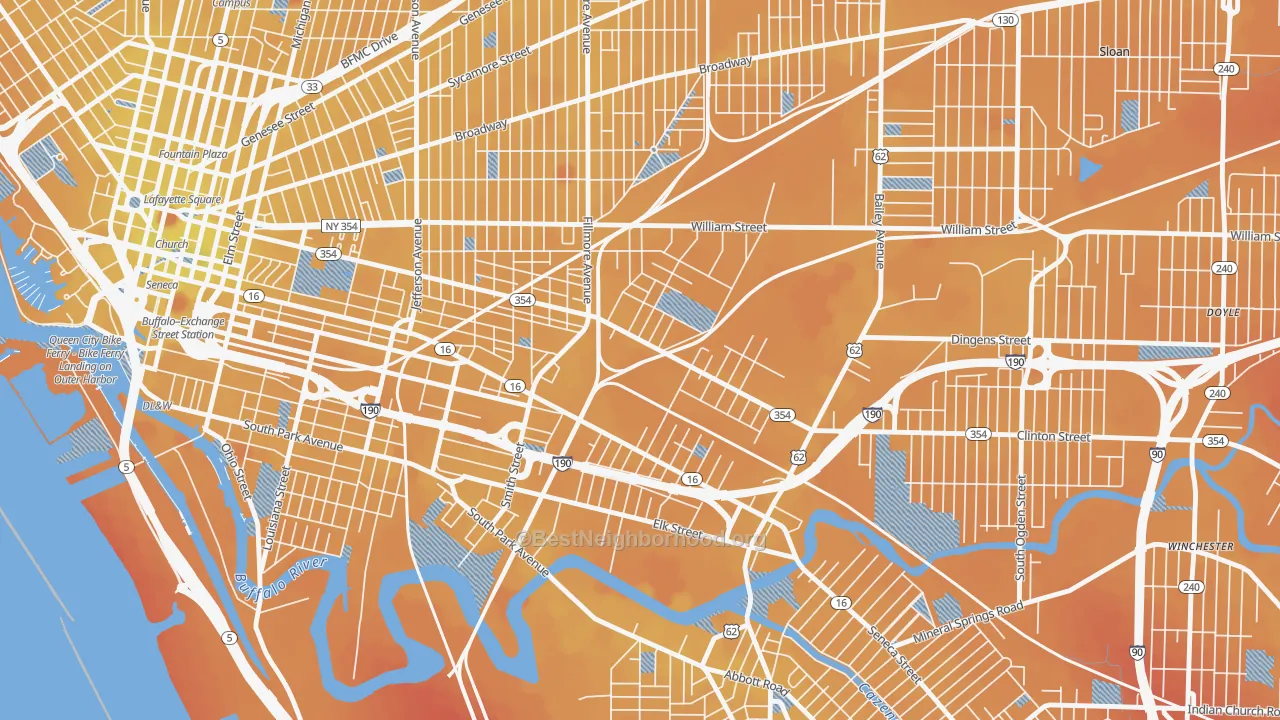 Transit Grade map of Babcock, Buffalo, NY