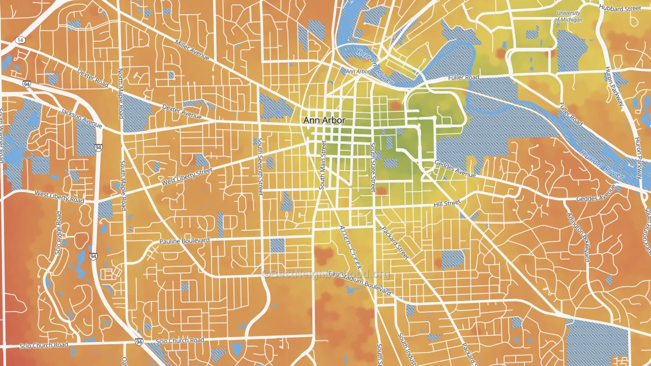 Transit Grade map of Bach, Ann Arbor, MI