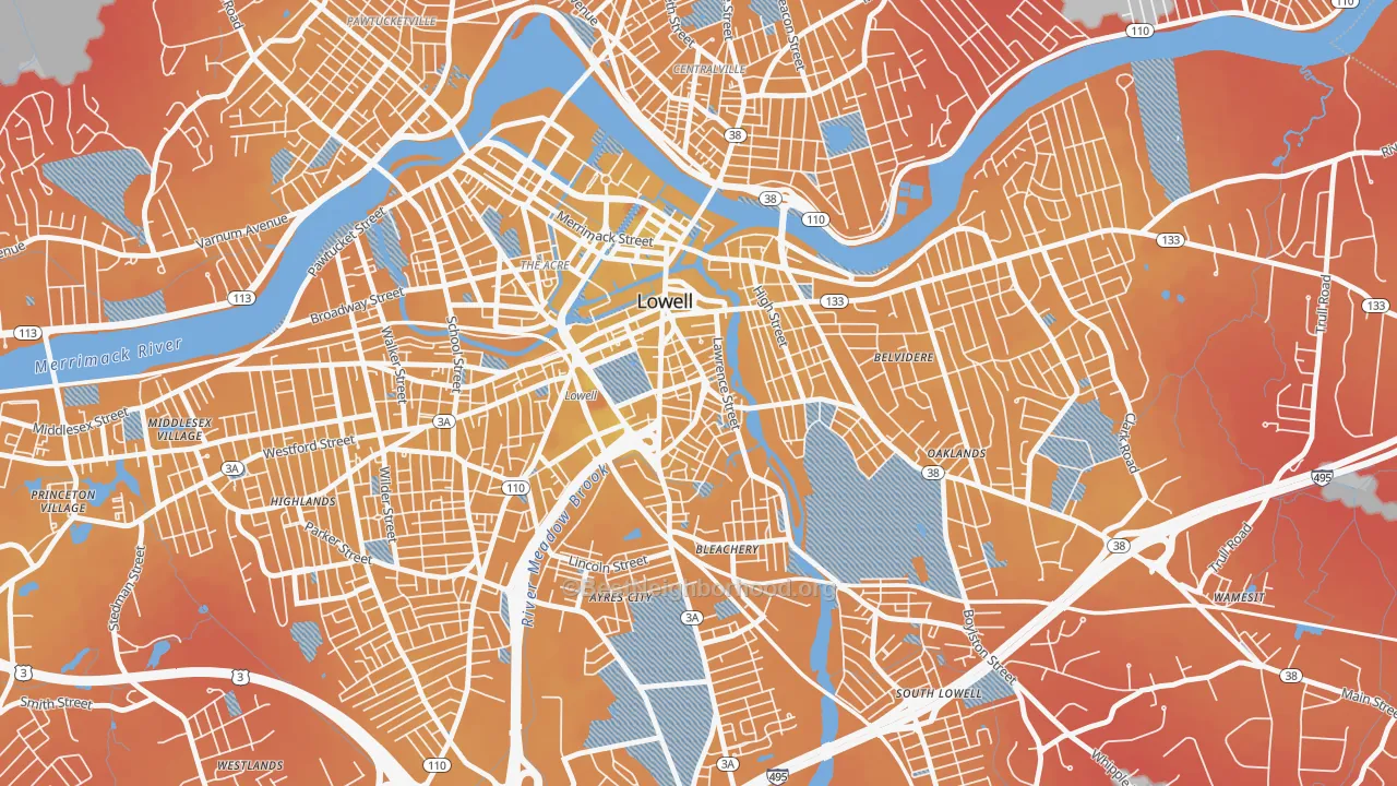 Transit Grade map of Back Central, Lowell, MA