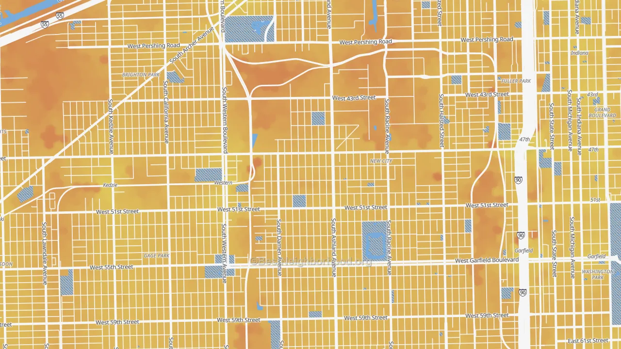 Transit Grade map of Back of the Yards, Chicago, IL