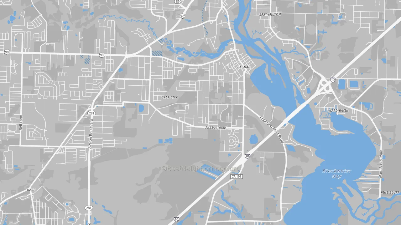 Transit Grade map of Bagdad, FL