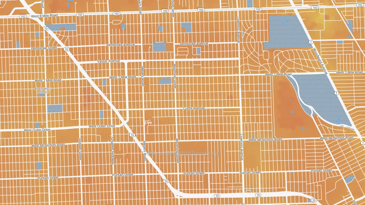 Transit Grade map of Bagley, Detroit, MI