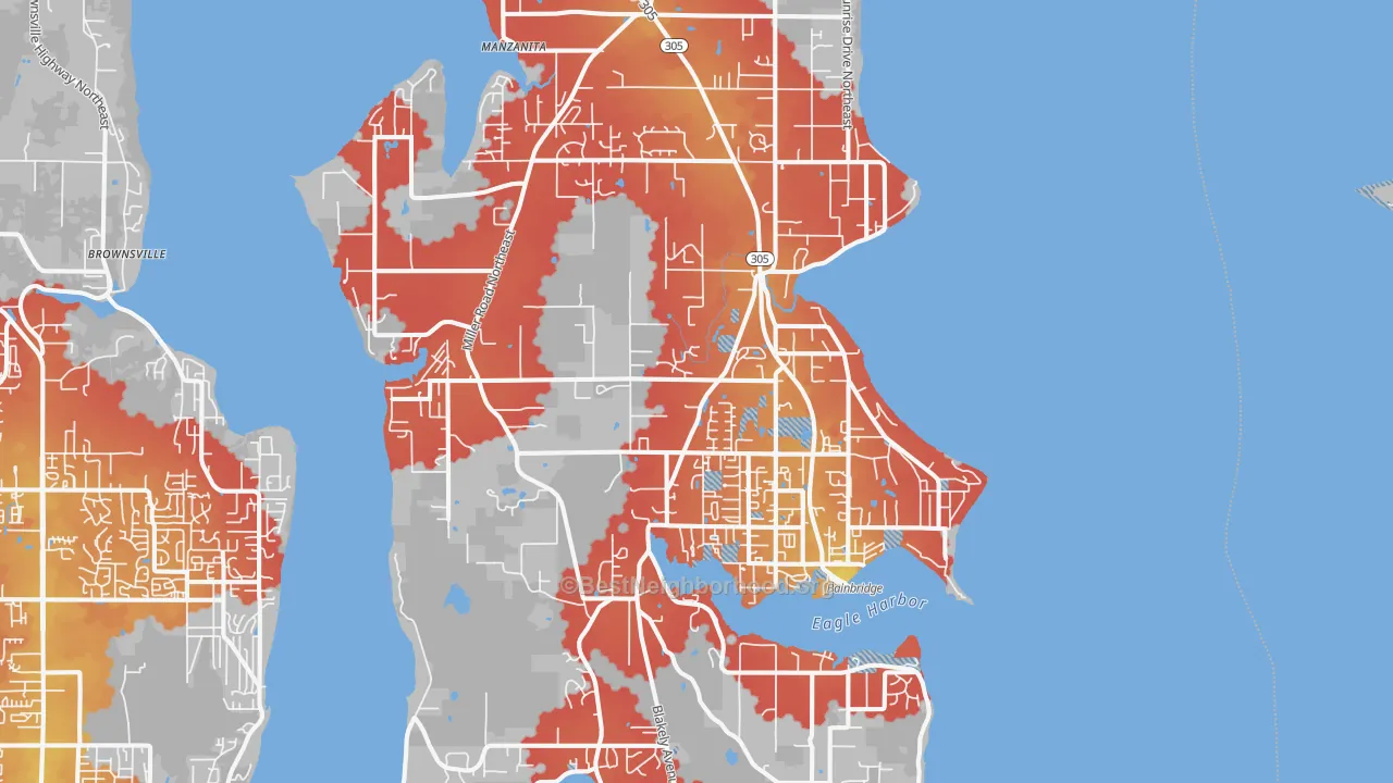 Transit Grade map of Bainbridge Island, WA