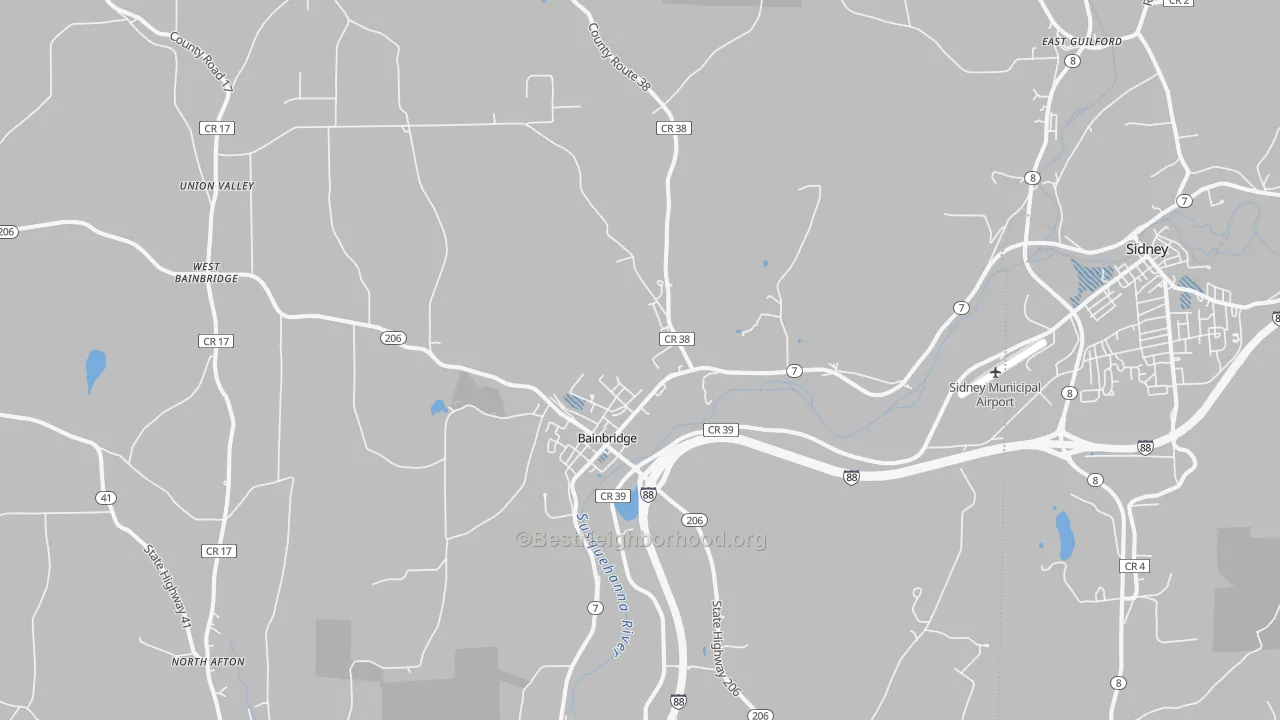 Transit Grade map of Bainbridge, NY
