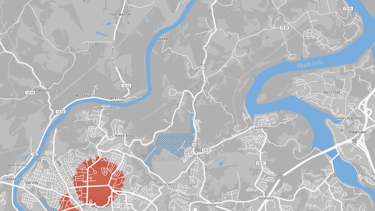 Transit Grade map of Baker Ridge, WV