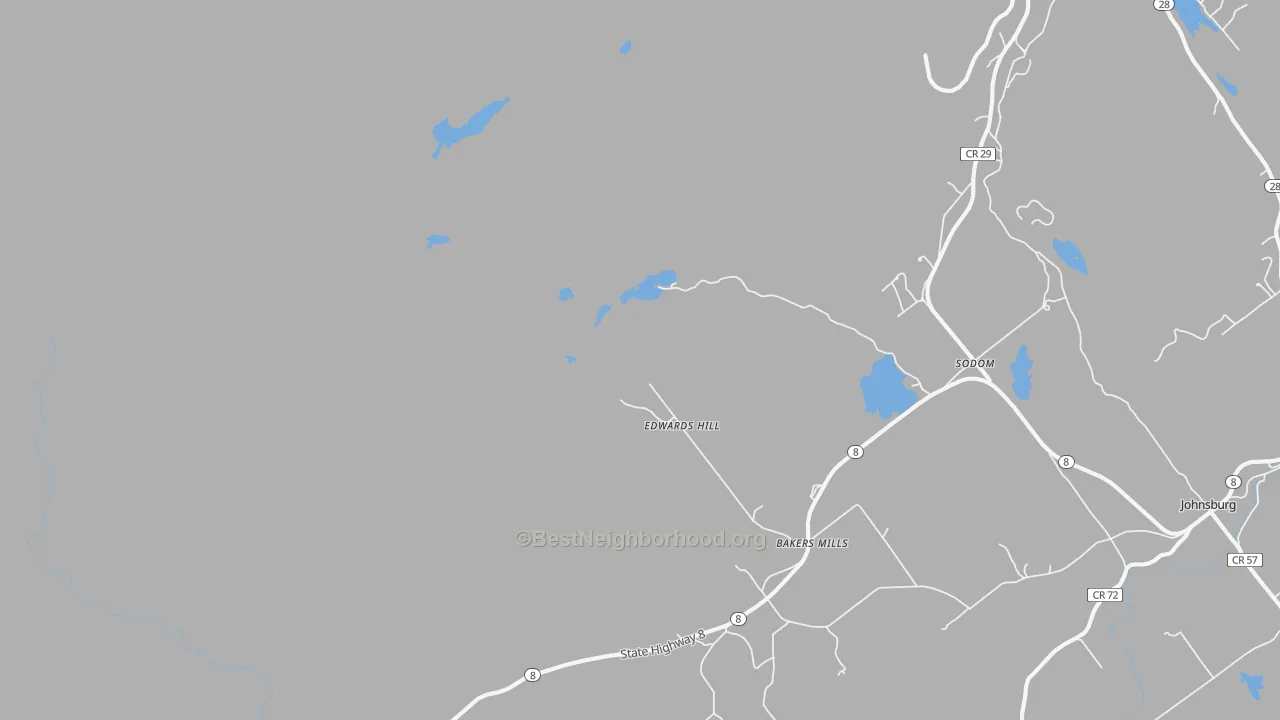 Transit Grade map of Bakers Mills, NY